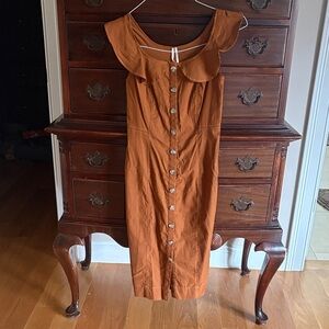 Anthropologie Terracotta Sleeveless Midi Dress